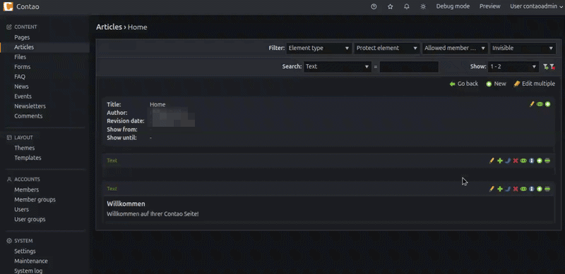 Widget Integration Backend-Editor (Contao)