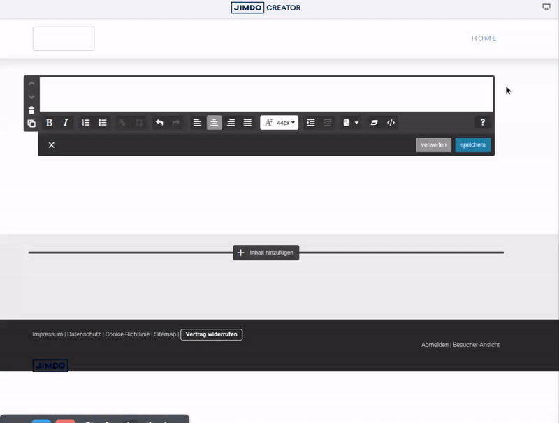 Widget Integration Widget/HTML-Element (Jimdo Creator)